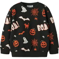 Name it Sweatshirt - NmnOvar - Sort - - 6 år (116) - Sweatshirt