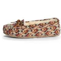 Minnetonka Mokassin 'Cally' beige / kastaniebrun / curry / petroleum