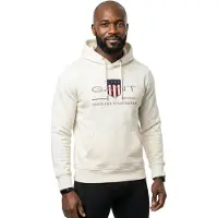 Gant Ganttil mænd. 2047082 Archive Shield hættetrøje off-white (XXS), Hvid, Casual, Bomuld, Lange ærmer