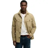Superdry Superdrytil mænd. M4011143A Militærbeige skjorte (L), Casual, Lange ærmer, Stof