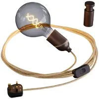 Creative Cables Snake Rolé Wood Uden Pære Lampeholder Med Ledning
