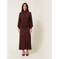 Twinset Twinsettil kvinder. 262TF2061 Lang draperet kjole i bordeaux (42), Casual, Rødbrun, Viscose, Lange ærmer