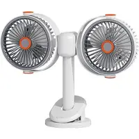 Mtp Products S19 bærbar ventilator med to blæserhoveder og klipsfastgørelse samt 5 hastighedsindstillinger
