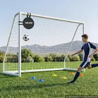 Vevor Fodboldmål 3 x 2 m PVC Fodboldmål til Baghaven med PE-net, Bærbart &amp; Vejrbestandigt Sæt, med PE-net, Mål, Jordpæl, Kegler, til Børn &amp; Voksne Udendørs Baghave Træning