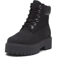 Timberland Timberlandunisex til børn. TB0A6EV9W051 Stone Street læderstøvler i sort (32), Fast, Nubuck, Blonder, Casual, børnetøj