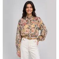 Twinset Twinsettil kvinder. 262TT2611 Blomstret flerfarvet crepeskjorte (38), Casual, Viscose, Lange ærmer
