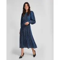 Twinset Twinsettil kvinder. 262TT2601 Lang kjole med rund hals og blåt python-print (44), Casual, Viscose, Lange ærmer