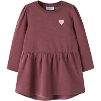 Name it Kjole - Sweat - NmfVima - Wild Ginger/Heart Embroidery - - 4 år (104) - Kjole