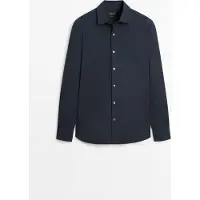 Massimo Dutti - Male - Slim Fit-Skjorte Med Stretch - Marineblå - M