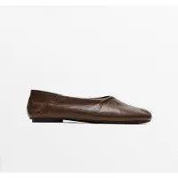 Massimo Dutti - Female - Ballerinasko I Blødt Skind - Hasselnød - 37