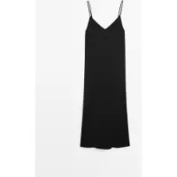 Massimo Dutti - Female - Midikjole Med Stropper Og Blødt Fald - Sort - S