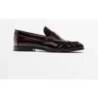 Massimo Dutti - Female - Mokkasiner I Skind Med Rynkedetalje - Brun - 39
