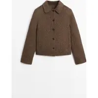Massimo Dutti - Female - Kort Frakke Med Knapdetalje - Brun - Xs