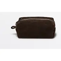 Massimo Dutti - Male - Mini-Toilettaske I Spaltlæder - Chokolade - 01
