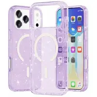 Mtp Products iPhone 18 Pro Max Stylish Glitter Series Hybrid Cover - MagSafe kompatibel - Lilla