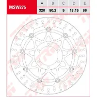 TRW Bremseskive med ABE Foran MSW 275, diameter 320 mm, flydende