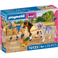 Playmobil 3 Heste Figursæt - 72133 - 29 Dele - - OneSize - Legetøj