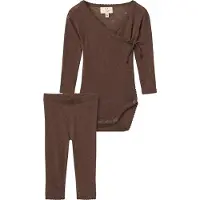 Copenhagen Colors Sæt - Leggings/Slå-om Body l/æ - Dark Brown - - 56 - Body L/Æ
