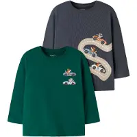 Name it Bluse - NmmVagno - 2-pak - Ombre Blue/Evergreen - - 6 år (116) - Bluse