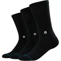 Stance - Sokker - Icon 3 Pack Black/Black til Unisex - Størrelse 43-46 - Sort