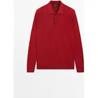 Massimo Dutti - Male - Striktrøje I 100 % Bomuld Med Polokrave - Rød - L