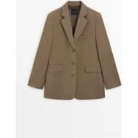 Massimo Dutti - Female - Habitjakke I 100 % Melange-Uld - Camel - 42