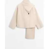 Massimo Dutti - Female - Kort Frakke Med Tørklædedetalje - Råhvid - S