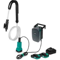 Vonroc Regnvandspumpe 20V | 80W, 1800 l/t, 1,75 bar | Batteridrevet pumpe til regnvandstønde | Inkl. 2x 2.0Ah akku og oplader