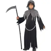 Smiffys Udklædning - Grim Reaper - Black - - 7-9 år (122-134) - Udklædning