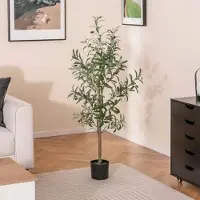 24.Se Kunstigt oliventræ 130 cm / kunstig olivenplante i potte / kunstigt oliventræ