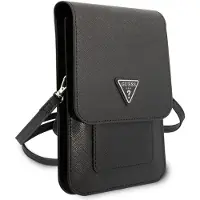 GUESS Saffiano Triangle Logo Skuldertaske - Sort