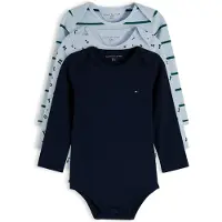 Tommy Hilfiger Bodyer l/æ - 3-pak - Sky Blue Stripes - - 56 - Body L/Æ