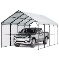Vevor Kraftig metalcarport, 3,6 x 6,2 m udendørs carport med galvaniseret stålramme og tag, biltelt til garage med aftagelige sidevægge, multifunktionelt billy til pickup truck, båd, bil og traktorer