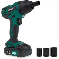 Vonroc Slagnøgle 20V - 150Nm Møtrikspænder | Inkl. 2.0Ah akku og oplader - Inkl. 4 toppe 3/8" - 13mm, 14mm, 15mm & 17mm.