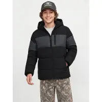 Jack & Jones Dynejakke - JjeBecks - Puffer - Sort/Refleks - - 12 år (152) - Dunjakke