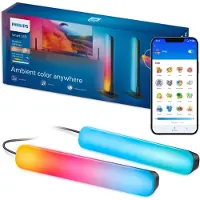 Philips Smart Lighting Gradient light bars, RGBIC LED, Connected by WiZ, Intelligent bordlampe, Wi-Fi/Bluetooth, Sort, Wi-Fi 4 (802.11n), 802.11b, 802.11g, LED, Plast