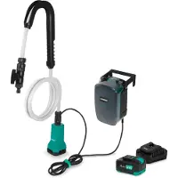 Vonroc Regnvandspumpe 20V | 80W, 1800 l/t, 1,75 bar | Batteridrevet pumpe til regnvandstønde | Inkl. 4.0Ah akku og oplader