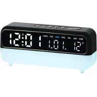 24hShop Digitalt vækkeur med natlampe / LED-ur med USB-opladning / dobbelt alarm – Sort