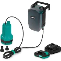 Vonroc Dykpumpe 20V | 90W - 3.800 l/t - 0,6 bar | Fladsugning ned til 1 mm | Rent og Snavset Vand | Inkl. 2.0Ah Akku og Lader