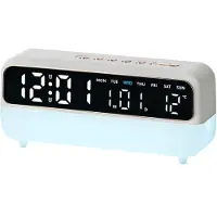 24hShop Digitalt vækkeur med natlampe / LED-ur med USB-opladning / dobbelt alarm - Hvid