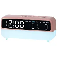 24hShop Digitalt vækkeur med natlampe / LED-ur med USB-opladning / dobbelt alarm – Pink