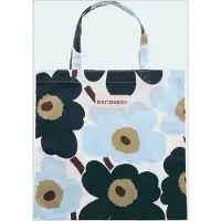 Marimekko Pieni Unikko taske 44x43 cm White-blueberry-cold blue-dark brown