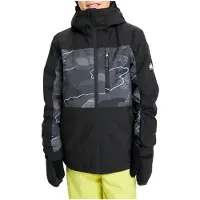Quiksilver - Skijakker børn - Side Hit Printed Youth Jacket Camostrokes True Black til UnisexUld - Børnetoj Størrelse 10 År - Sort