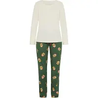 LASCANA Pyjamas cappuccino / mørkegrøn / rød / hvid