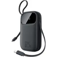 Baseus EnerFill FC31 10000mAh 22.5W Powerbank with Digital Display and 2 Built-in Cables (USB-C + Lightning) - Black - 10000 mAh