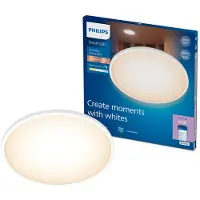 Philips Smart Lighting SuperSlim LED loftslampe, justerbart hvidt lys 2700 K til 6500 K, 32 W, Wi-Fi/Bluetooth, Hvid, Wi-Fi 4 (802.11n), 802.11b, 802.11g, LED, Plast, 2700 K