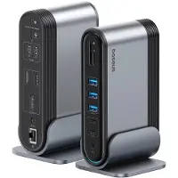 Baseus UnionJoy USB-C Docking Station 2xHDMI4K@60Hz 1xDP4K@60Hz 3xUSB-A3.0 2xUSB-C3.0 2xUSB-A2.0 1xRJ45 PD PC 1xSD+TF 1x3.5mm minijack - Grey USB hub - USB 3.0 - 17 ports - Grå