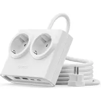 ORICO PDC25 25 W 6-i-1 stikdåse 2x vekselstrøm + 2x USB-A + 2x USB-C – hvid