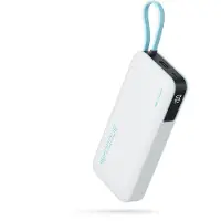 Cuktech CUKP200NGLLG 55W 20000mAh powerbank med indbygget USB-C-kabel - hvid