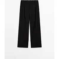 Massimo Dutti - Female - Bukser I Ekstra Fint Uld Med Læg - Sort - 40